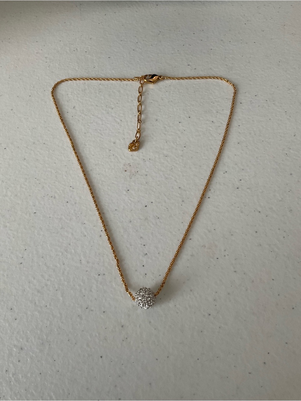 Swarovski Gold-Tone Necklace with Crystal Pavé Ball Pendant